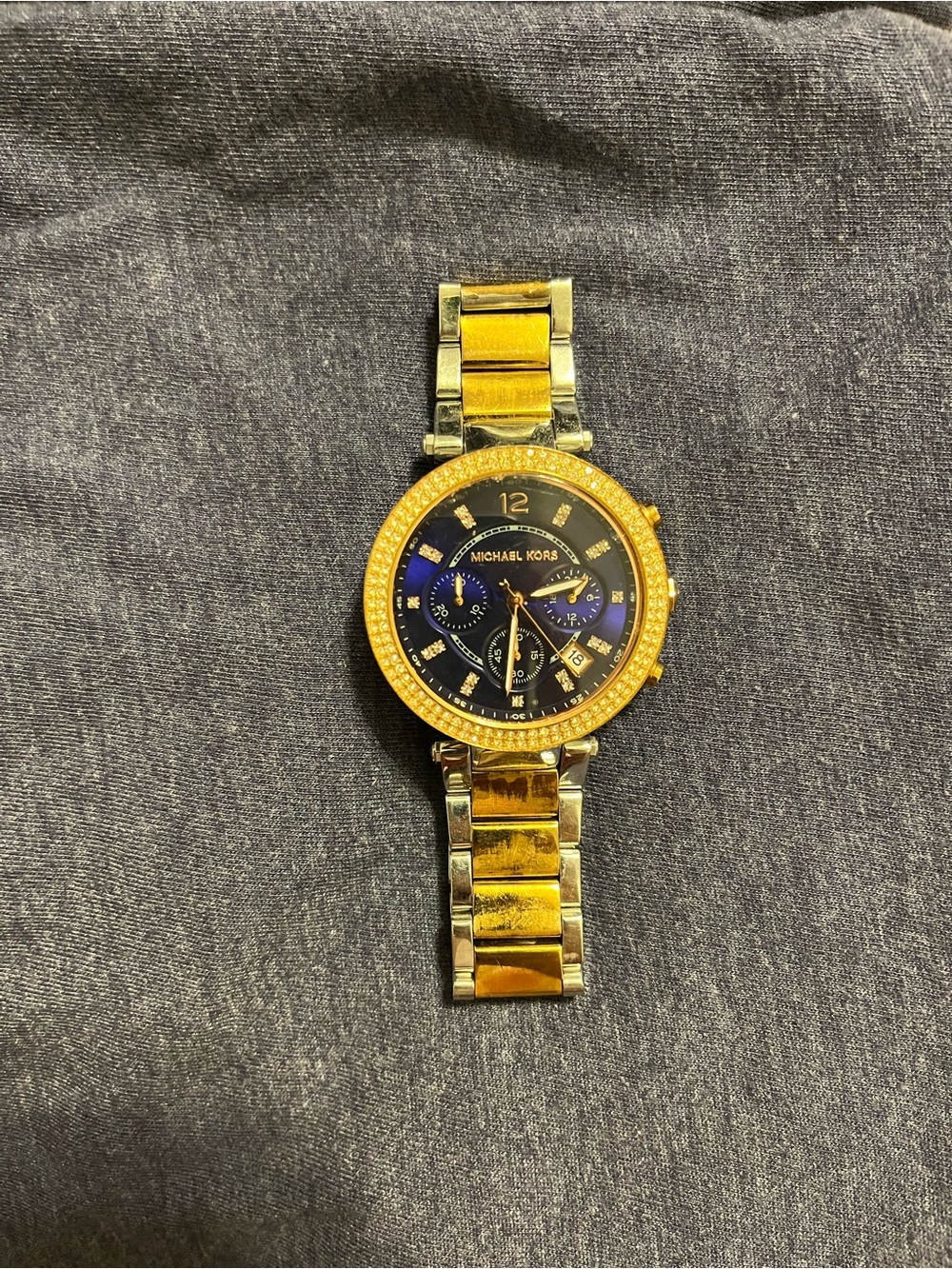 Michael Kors Gold and Silver Tone Women's Watch with Blue Dial